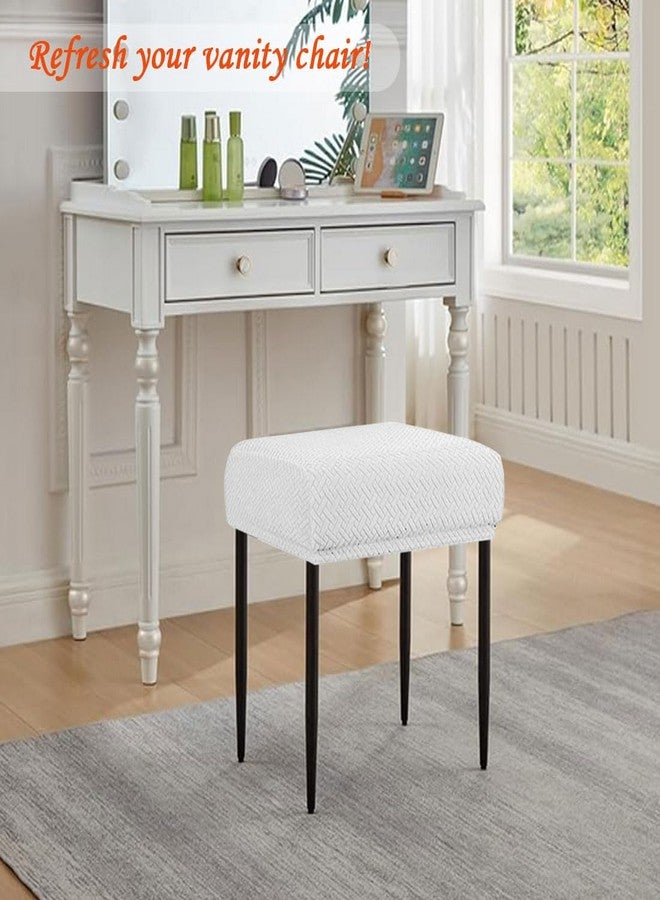 Levoberg غطاء كرسي بار ليفوبيرج مستطيل قابل للتمدد، مناسب لارتفاع طاولة المطبخ، غطاء كرسي بار مستطيل، غطاء مقعد طاولة المطبخ، غطاء مقعد خشبي أو معدني، طقم من 4 قطع، أبيض - Image 3